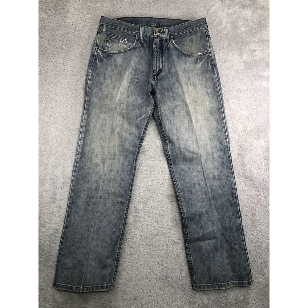 Wrangler 20X Jeans Mens 33x30 Blue Xtreme Straight Distressed 33MWXBG